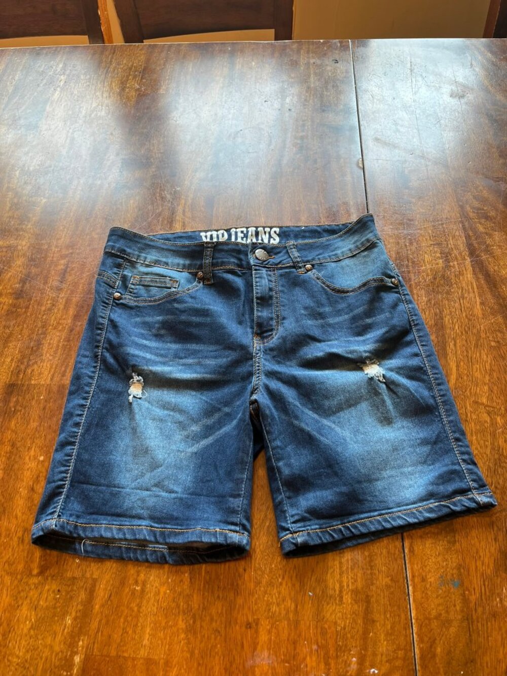 VIP Jeans Distressed Dark Wash Denim Bermuda Shorts Sz 11/12